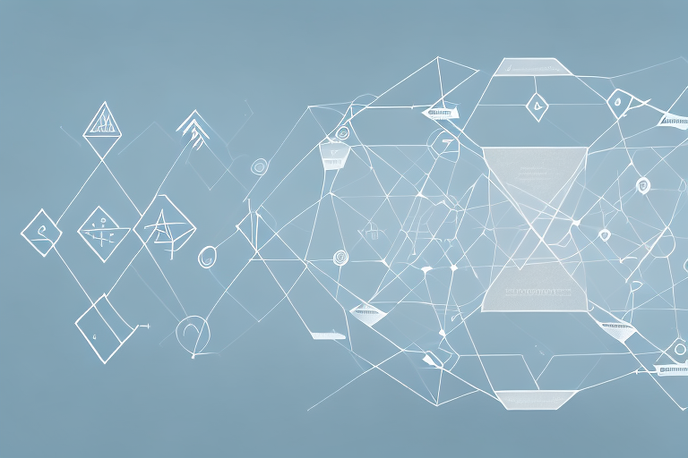 A data model with arrows and shapes to represent the relationships between different elements