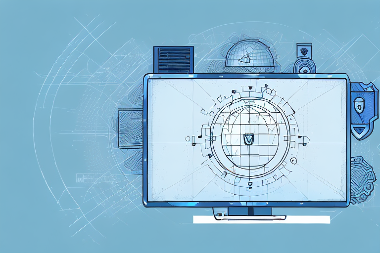 A computer system with a security shield around it