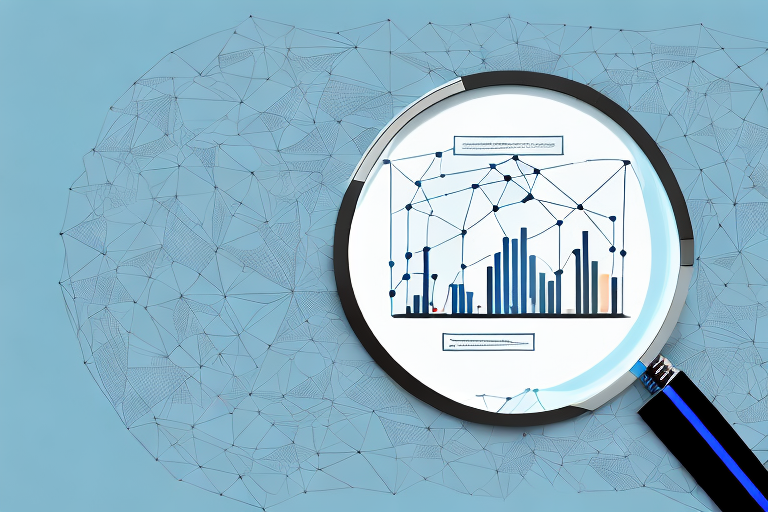 A data model with a magnifying glass to represent analyzing data